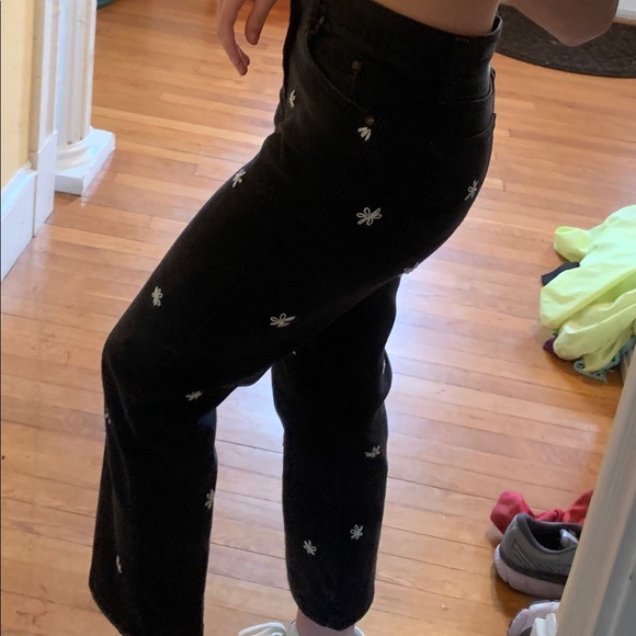 Hand Embroidered Black Straight Fit Jeans - Picture 6 of 6